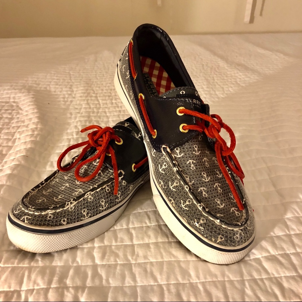 Sperry Top Siders anchor sequin print